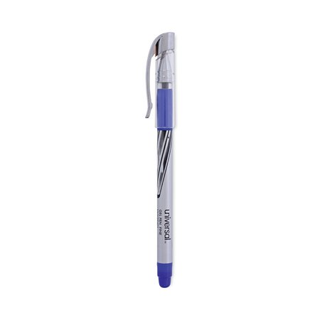 UNIVERSAL Stick Gel Pen, Medium 0.7mm, Blue Ink, Silver/Blue Barrel, PK12 39621